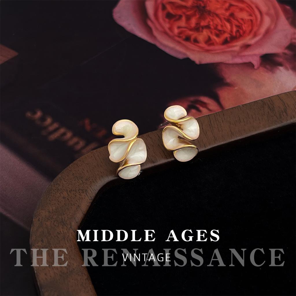 Серьги-пусеты со спиральным плиссированным эмалевым покрытием, французский винтаж, геометрические серьги