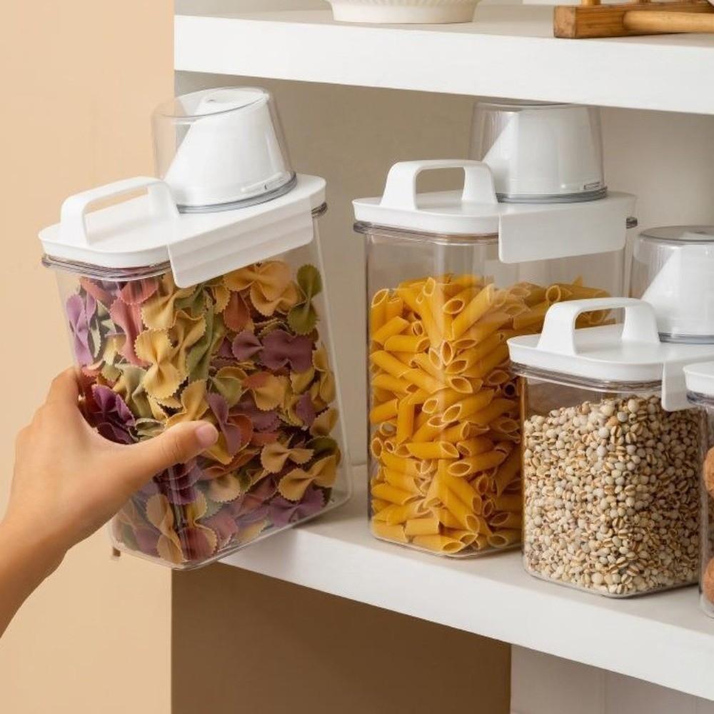 1100/1800/2300ml Kitchen Storage Tank Viewable Large Capacity Storage Box Reusable With Lid Measuring Cup Rice Bucket