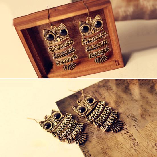 Women Vintage Retro Animal Owl Dangle Hook Earrings Jewelry Charm Party Gift