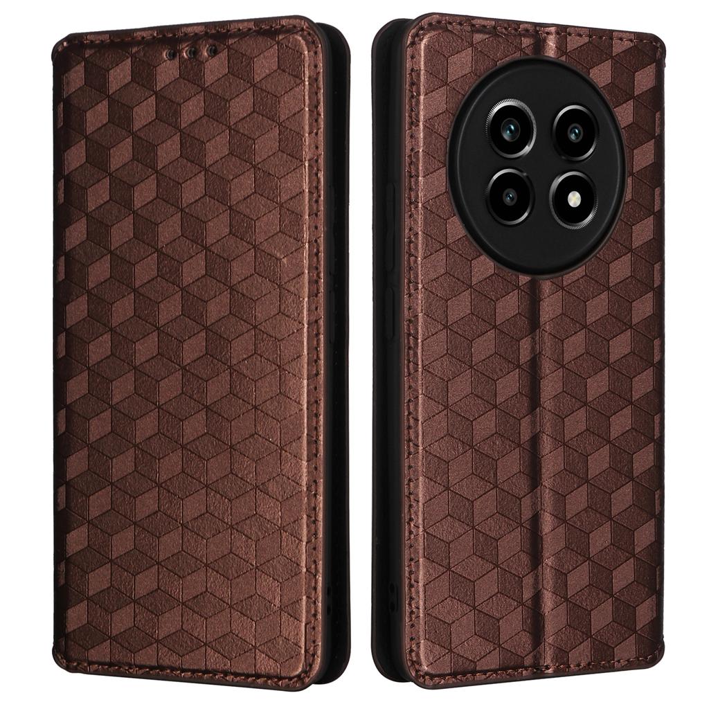For Realme 14 Pro Lite 5G/13 Pro 5G (Global)/13 Pro+ 5G (Global) Wallet Case Rhombus Imprinted Leather Phone Cover
