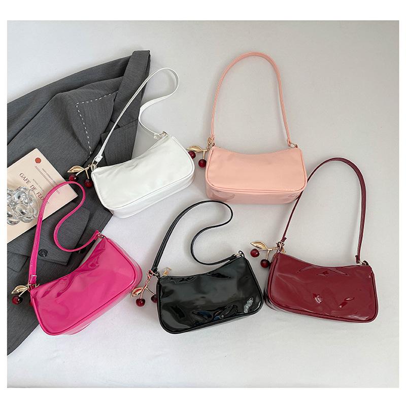 Glossy Crossbody Bag Waterproof Pu Leather Shoulder Bag Mini Hobo Purse Lightweight Pink Underarm Bag For Parties Dating Travel