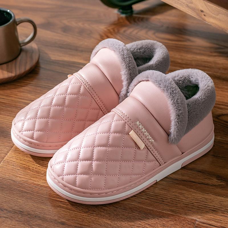 Elderly Waterproof Cotton Slippers Men's Bag Heel Indoor Home Non-slip Warm Household Wool Cotton Shoes Winter Large Size Women