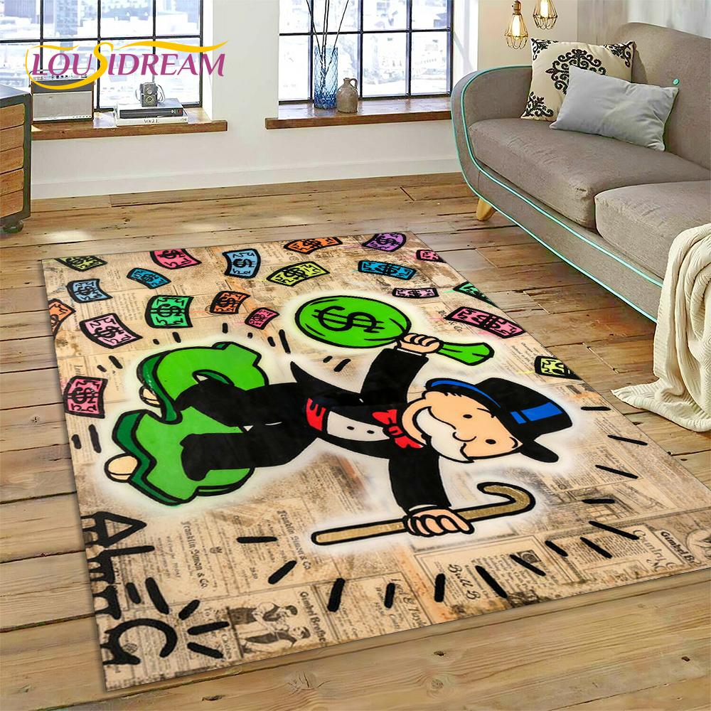 Game Dollar Monopoly Cartoon Money Rug Carpet for Living Room Bedroom Home Decor,Floor Mat Non-slip Decoration for Sofa Doormat