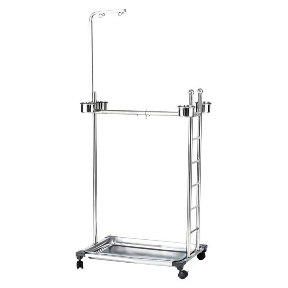 Игровая стойка для попугая на колесах Жердочка из нержавеющей стали Большая игровая стойка для птиц Стойка-жердочка для тренировки попугая для попугая птицы