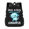 Just A Boy Who Loves Axolotls Backpack Hot Sale Daypack Large Capacity Boys Girls BookBag School Bag Shoulder Bags for Men Women