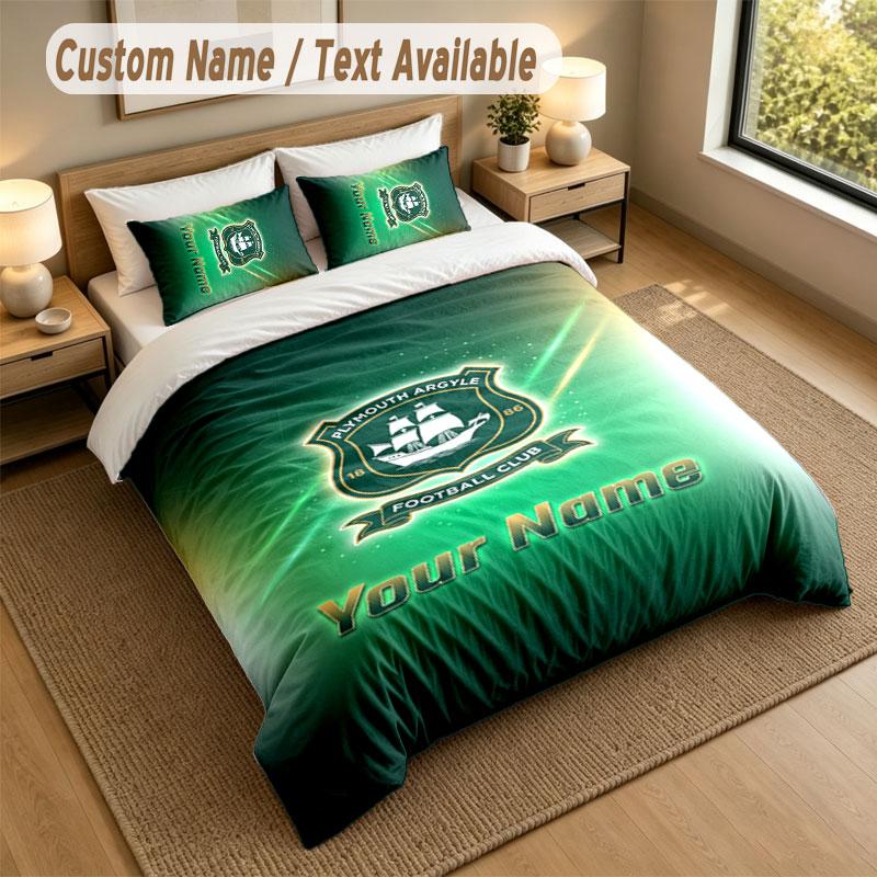 Bedding Set 1 Duvet Cover 2 Pillowcases Plymouth Argyle FC Print Soft Bed Linen Bedroom Decor