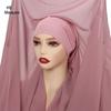 2in1 Instant Chiffon Hijab Scarf Bulit-In Magnets Islamic Head Wrap Female Musulman Bandana  Women