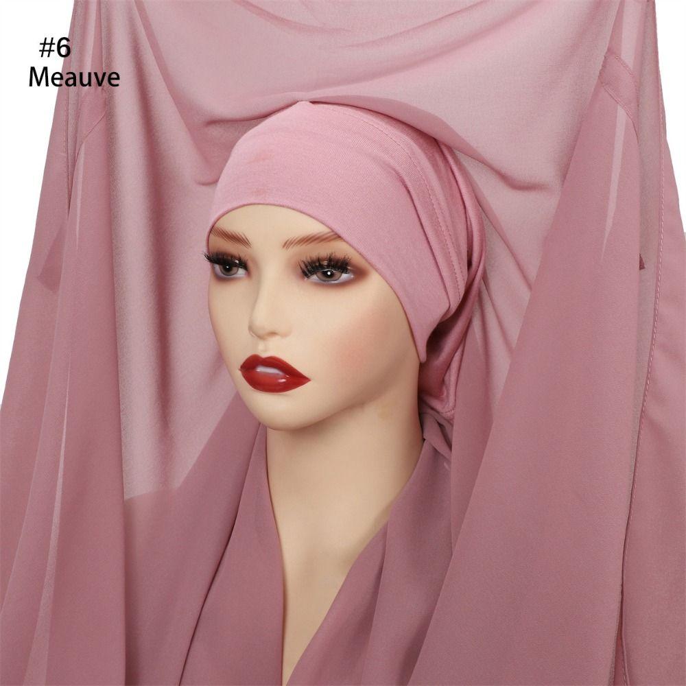 2in1 Instant Chiffon Hijab Scarf Bulit-In Magnets Islamic Head Wrap Female Musulman Bandana Women