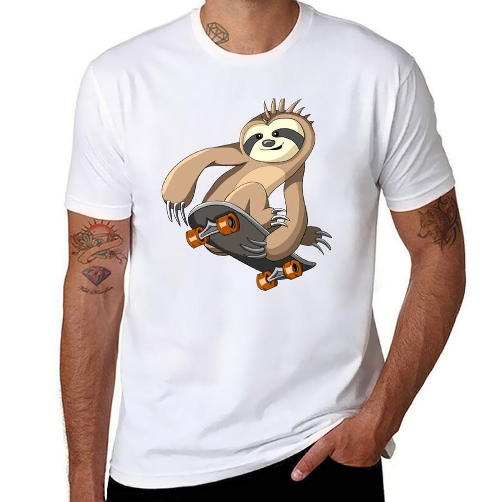 Punk Sloth Skater Skateboarding TShirt Sweat Resistant Workout Tee Shirt