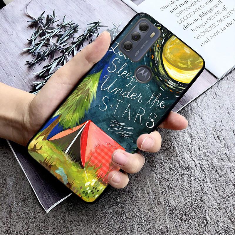 Moon Stars Space Astronaut Phone Case for Motorola Moto G22 G60 G52 G9 G7 Plus G8 Power G100 G Stylus G30 G10 GPure