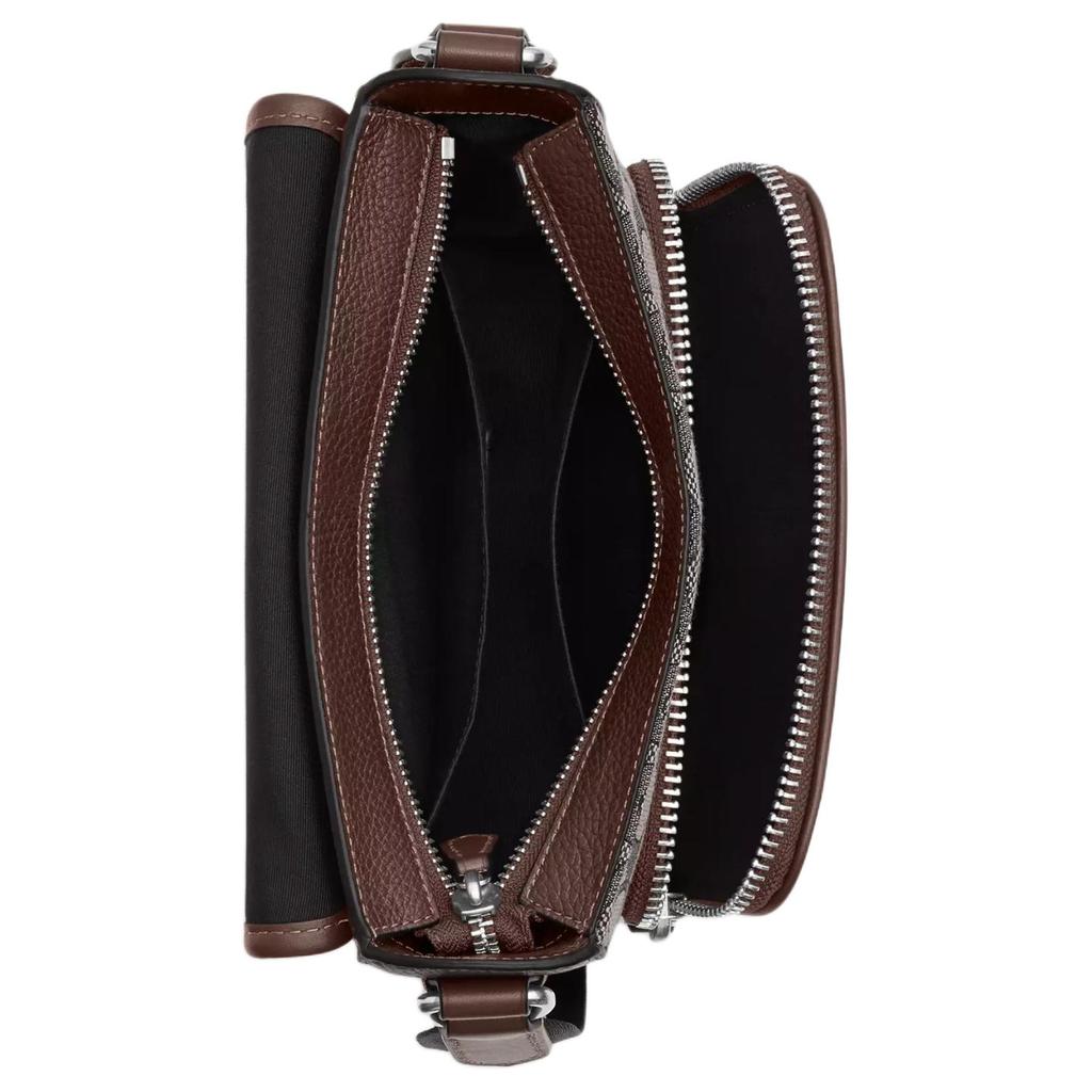 Coach Sullivan 20 Classic Monogram Print Flap Jacquard Leather Shoulder Crossbody Bag Small Men Bags Oak Maple CT834-SVS8S