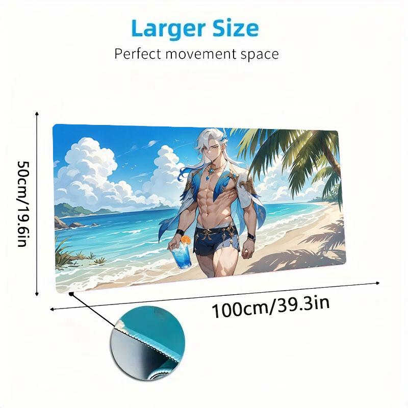Beach Warrior Drink Large Size Mouse Pad Large Gaming Table Cushion Nonslip Laptop Tablet Big Mousepad Xxl Mat Mini Pc Playmat With Lock Edge
