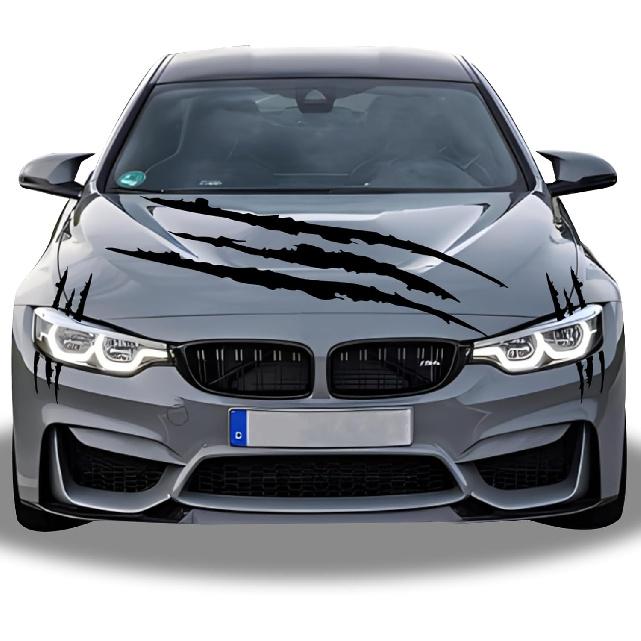 1 Full Set Monster Claw Sticker For Car Hood Decal 1 Set, Car Decals Claw Mark Stickers To Cover Hood Headlights Scratches, Modified
