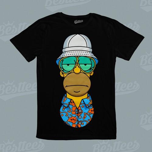 The Homer Simpson Fear Of Leaving Las Vegas Cute Cartoon Anime Funny Tee T-Shirt S разноцветный