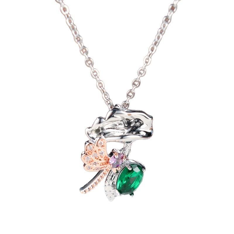 Wish Gold White Gold Egg Emerald Rose Gold Dragonfly Necklace Fashion Design Sense Jewelry
