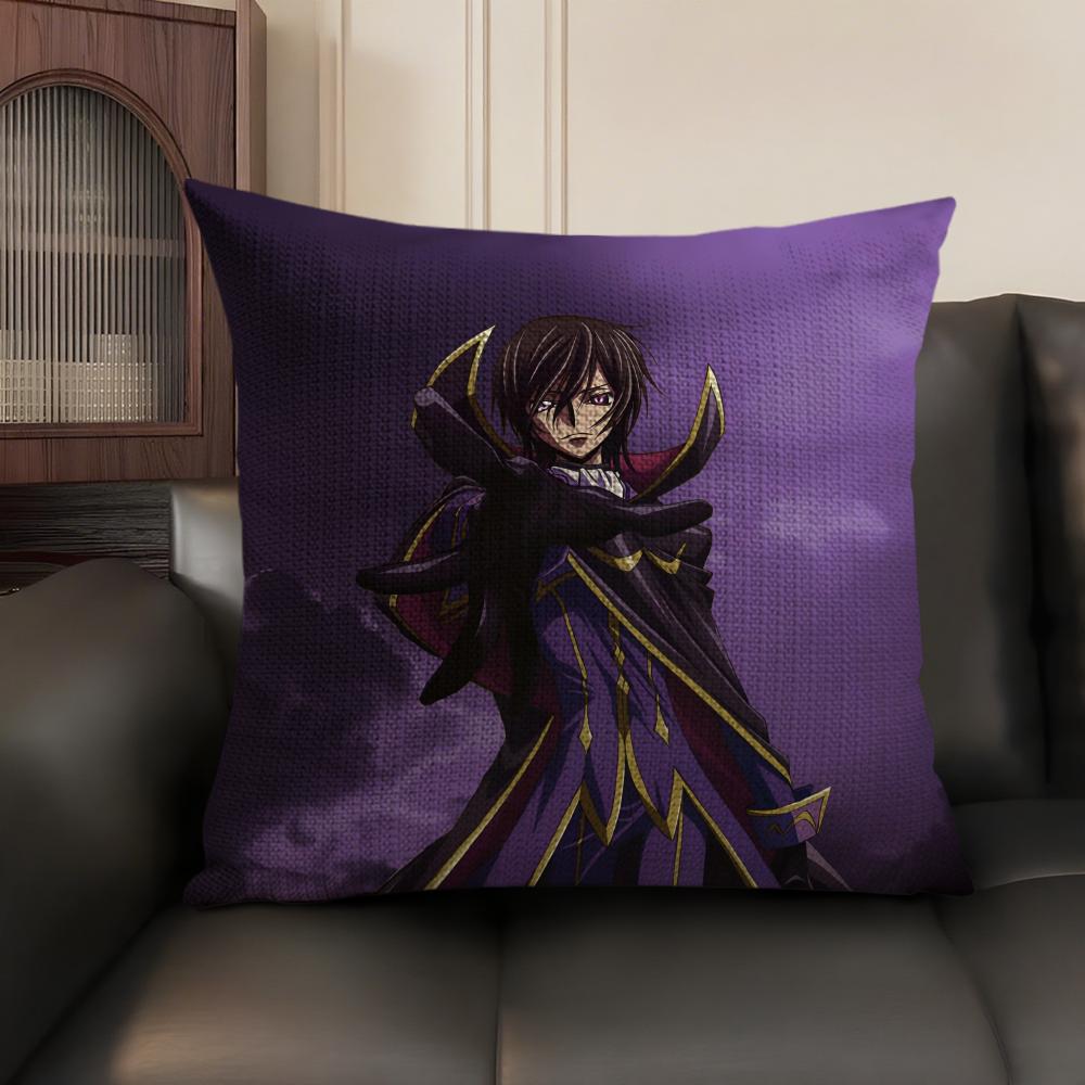 Classic Anime Code Geass Pillow Case Natural Linen Organic Fabric Double-Sided Printing Sofa Home Decor Gift Cushion Cover