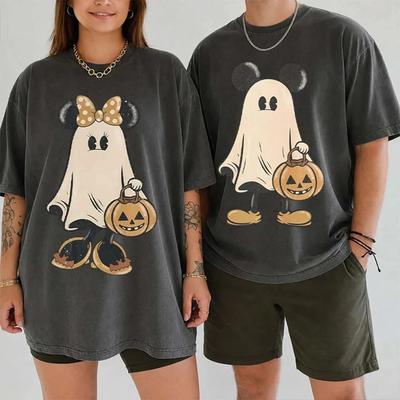 1pcs Ghost Halloween Trick Or Treat Couples Graphic Tee Shirt Unisex T-Shirt