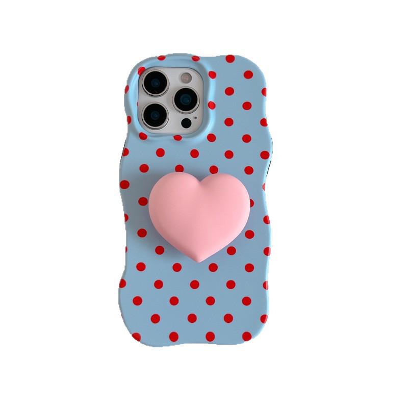 Color Block Polka Dot Wavy Edge iPhone Case for 14/15/16 Pro Max/17 - Girly Design