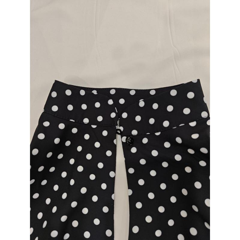 Vestito Mini Casual da Donna alla Moda a Pois con Intagli e Maniche a Sbuffa a Manica Corta con Collo Alto