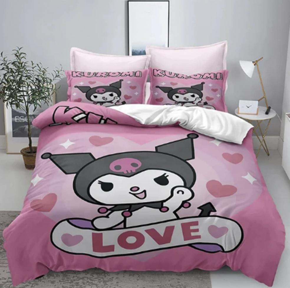 Kuromi Quilt Cover Cartoon Cute Sanrio Duvet Printed Comforter Polyester Bedding Twin Size Children Gift Various Sizes