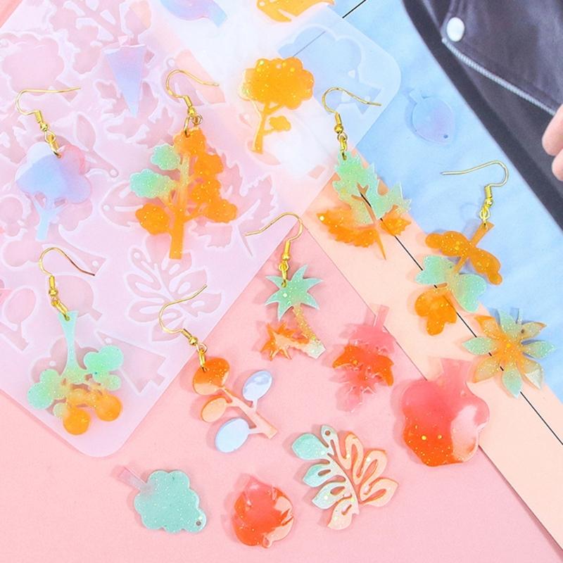 Flexible Silicone Earwear Mold Crystal Epoxy Leaf Earrings Mould Personalized Ear Pendant Mold Jewelry Making Supplies