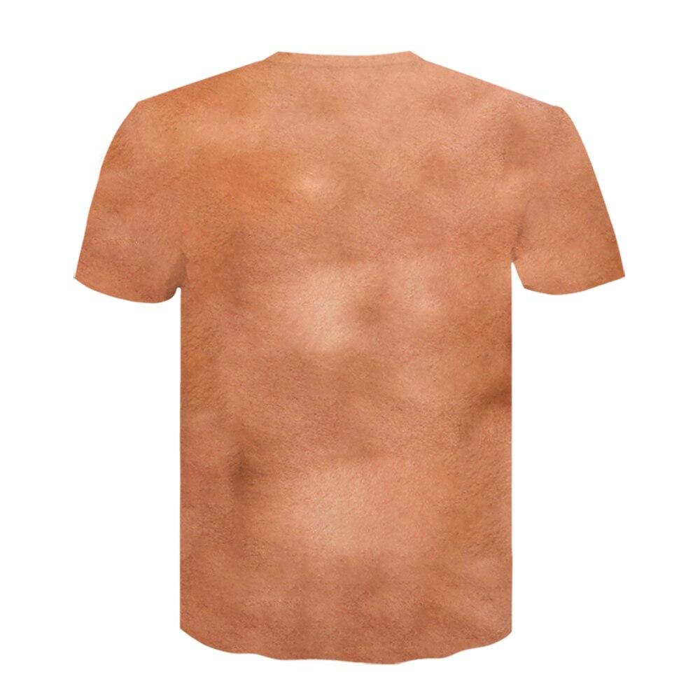 Men 'S 3d T -Shirt Bodybuilding Simulated Muscle Tattoo T -Shirt Casual Nude Skin Chest Muscle Tee Shirt Short -Sleeve Clothes Tops