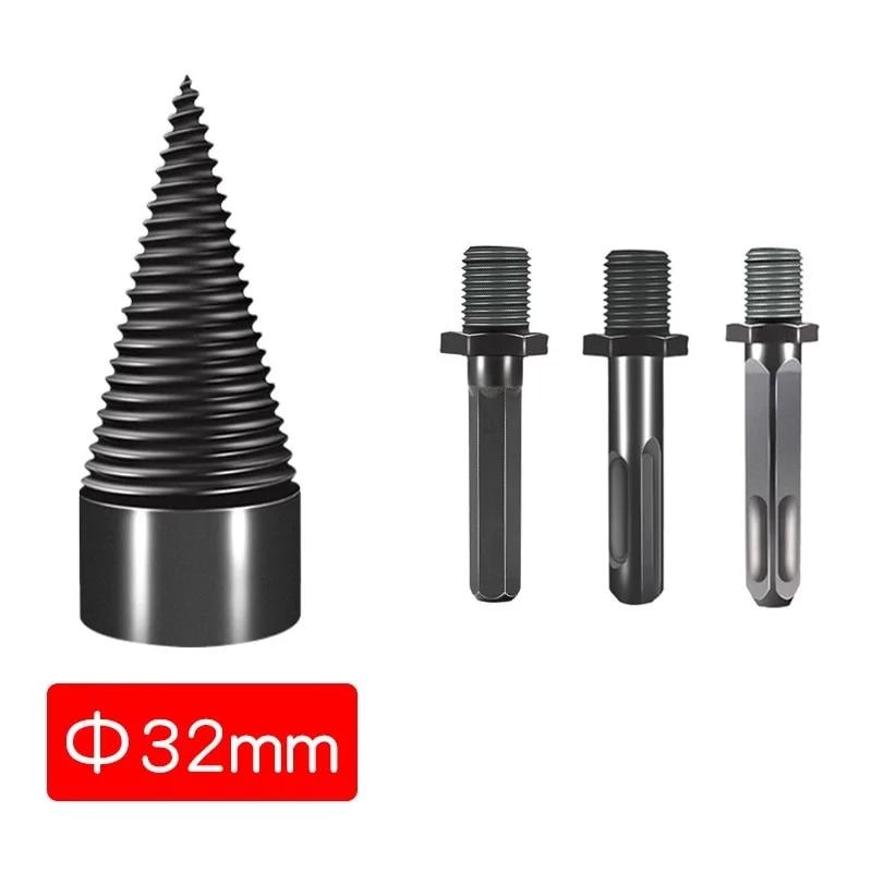 32/42/50mm Removable Wood Splitter Screw Cones Drill Bits Wood Square/Round/Hex Shank Drill Bit Firewood Log Splitter Drill Bit