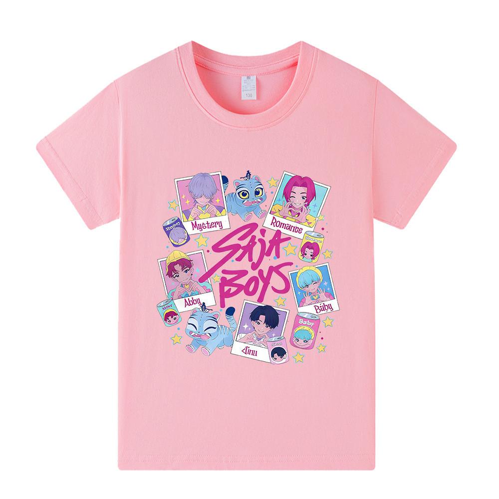 A1206 Kids Boys Girls Sajaboys Kpop Rumi Zoey Mira Print Short Sleeves T-shirt