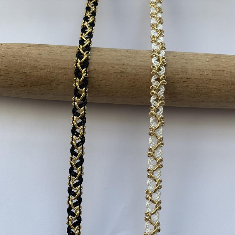 New 5m/16.4ft each Pack white gold lace trims Handmade curve rope Sewing Accessory for bras Curtains Dresses Hats wedding Gift sewing Decoration