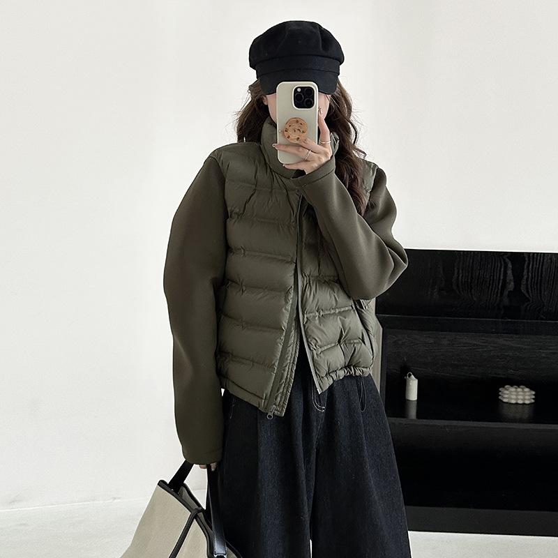 Light and Light Cotton Clothes for Female Students Autumn and Winter 2025 New Stand-up Collar Loose Long Sleeves Thickened Padded Short Cotton Jacket