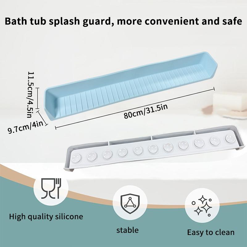Bathtub Splash Guard For Kids - Silicone Tub Side Shelf For Extra Play Space, Large Bath Toy Tray Holder
