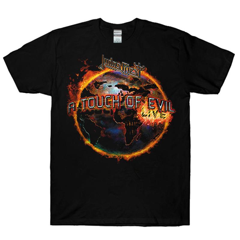 Judas Priest A Touch of Evil Black T-Shirt Judas Priest Heavy Metal Band Shirt S