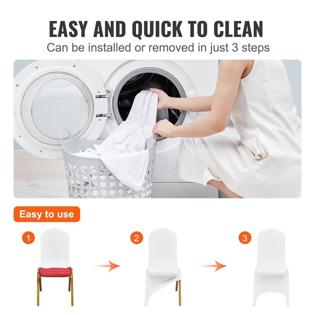 50pcs Chair Cover Wedding Spandex White Chair Covers Stretch Fabric Removable Washable Protective Slipcovers for Weddings Banquets