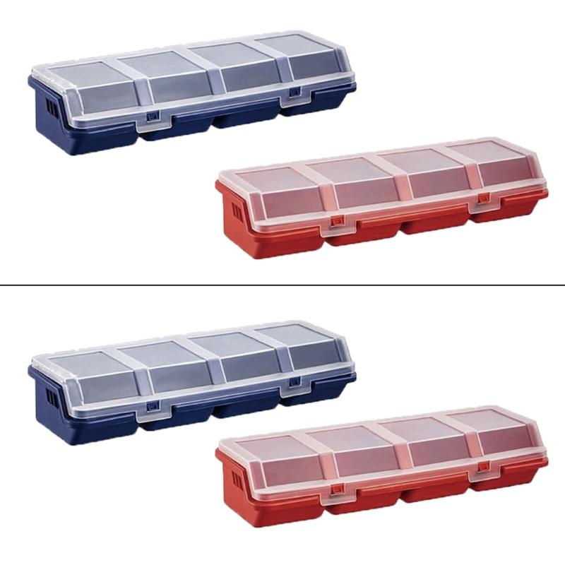 Small Parts Organizers Box Set, 2 Pack Plastic Hardware Cases with 4 Compartments and Transparent Lids for Fastener Sorting