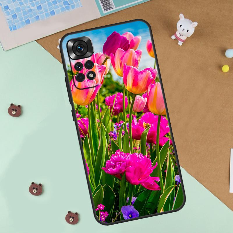 Spring Tulips Flower Case For Xiaomi Redmi 14C 10C 12C 13C Cover For Redmi Note 13 Pro 14 9 10 11 12 10S 11S 12S