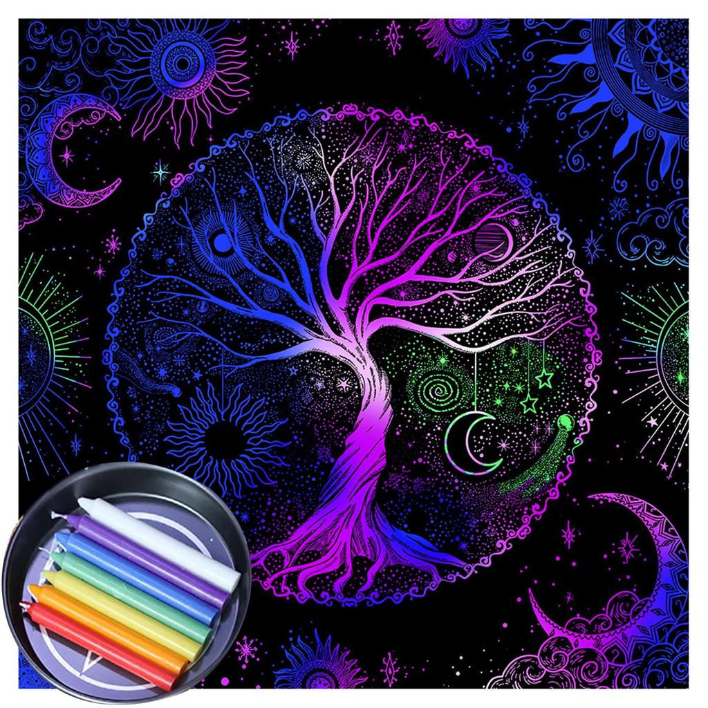 Kwadratowa flanelowa tkanina na ołtarz tarota, podkładka do gier planszowych, podkładka do wróżb astrologicznych, nakrycie stołu, mata na karty, obrus do wróżb