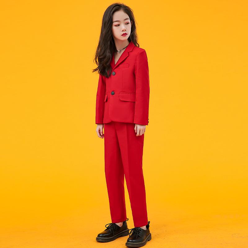 Children s Formal Suit Set: Boys & Girls Solid Color Fashion Page Boy & Performance Wear 130 cm