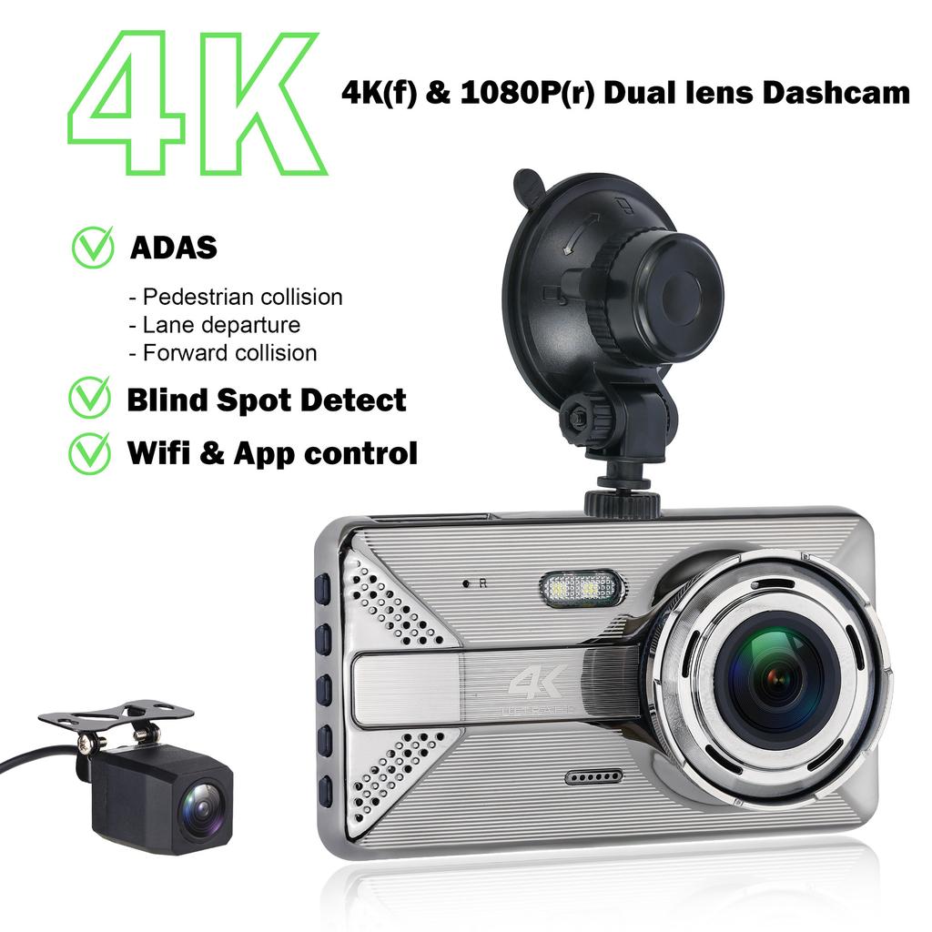 4K High-Definition-Fahrtenrekorder WIFI Drahtlose Mobiltelefonverbindung Auto Dual Lens 4-Zoll-Recorder