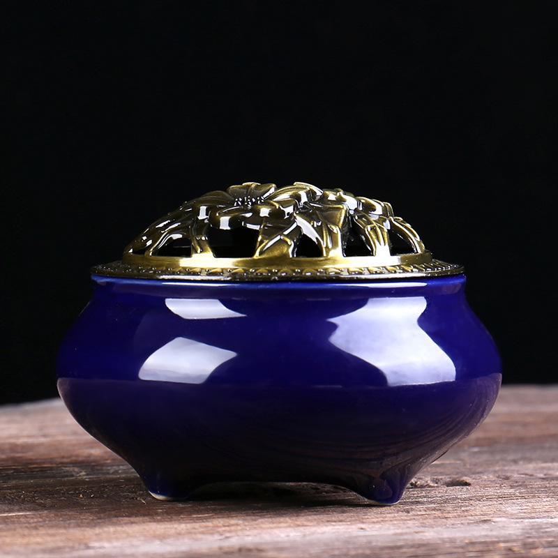 Celadon Ceramic Incense Burner for Home, Buddhist Supplies, Sandalwood Incense Path, Ice Crack Kiln Change Design.