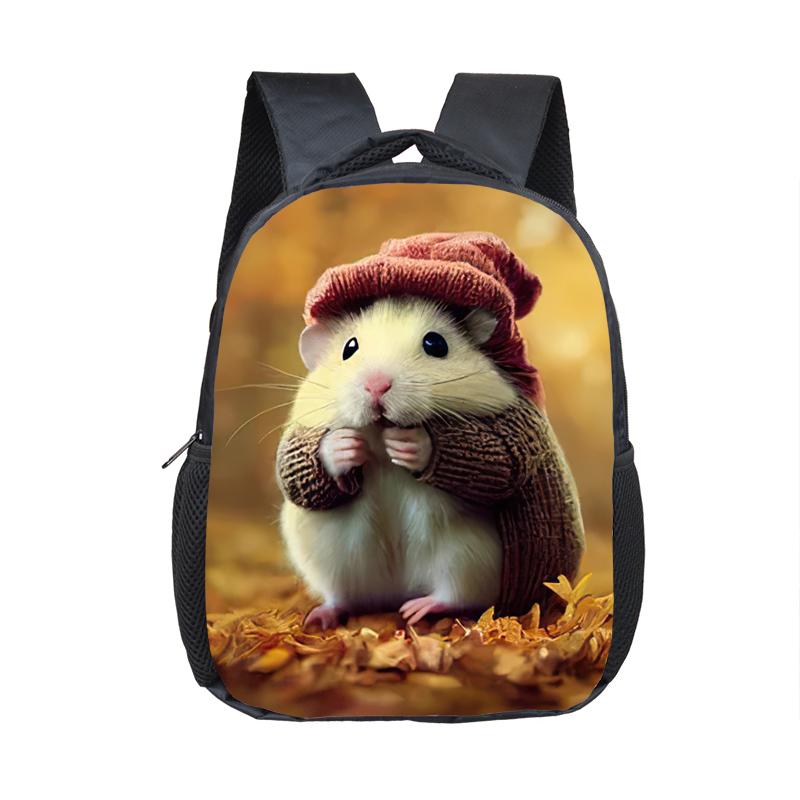 Cartoon Hamster / Pet Guinea Pig Print Backpack  Kids Schoolbags Boy Girl Kindergarten Baby Toddler Bookbag