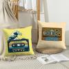Vintage Retro Cassette Tape Cushion Cover Short Plush Double-Sided Printing Home Machine Washable In Warm Winter Pillow Cover