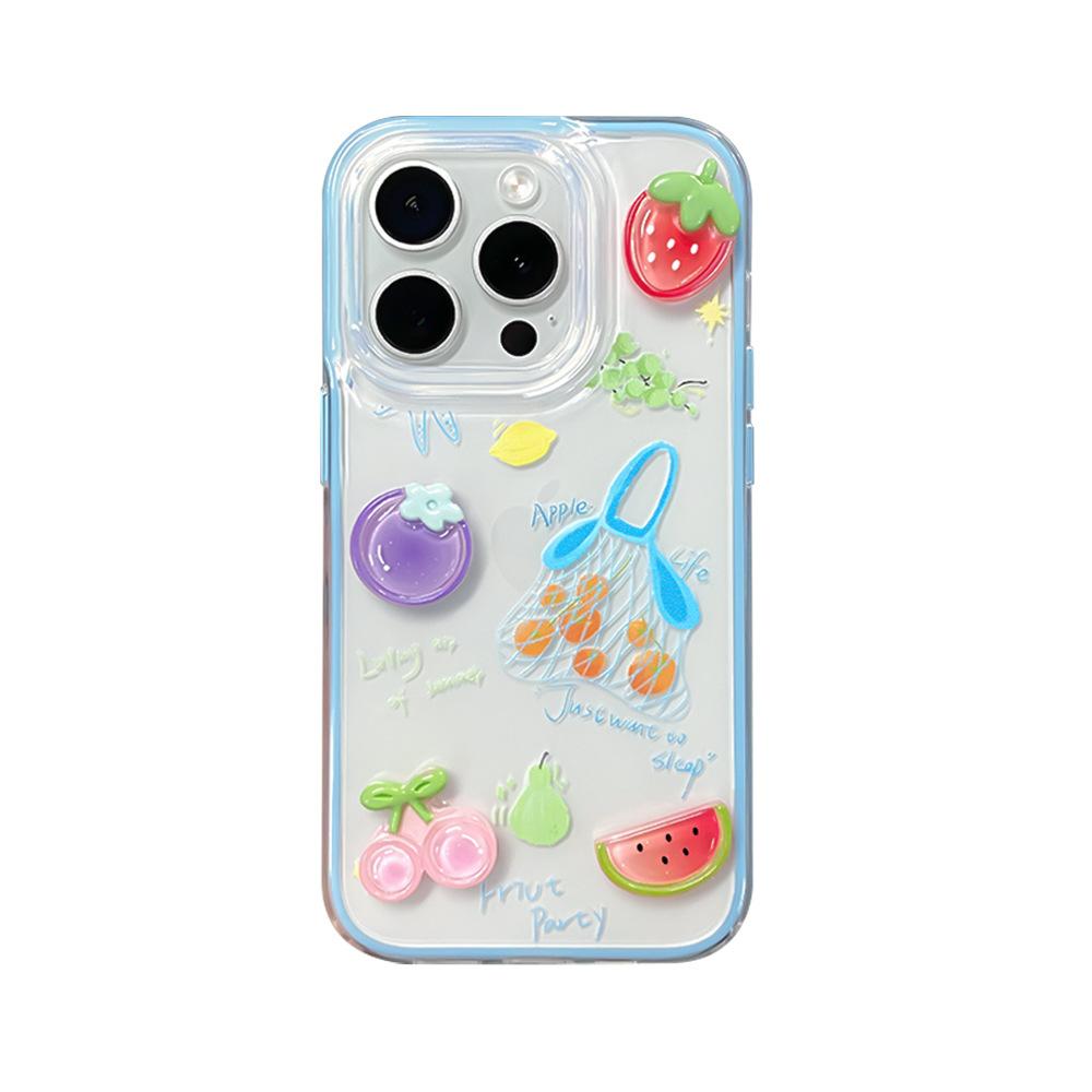 Applicable to Apple 16ProMax mobile phone case, dopamine fruit basket, transparent case, iPhone15/13 protective case.