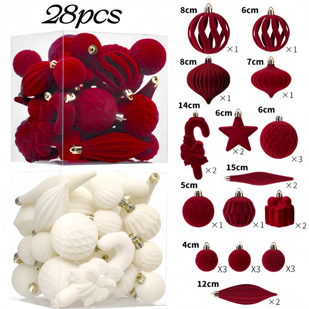 Multi Size Velvet Christmas Tree Balls Ornaments Set Star Scepter Round Xmas Ball Santa Tree Diy Supplies Christmas Gifts