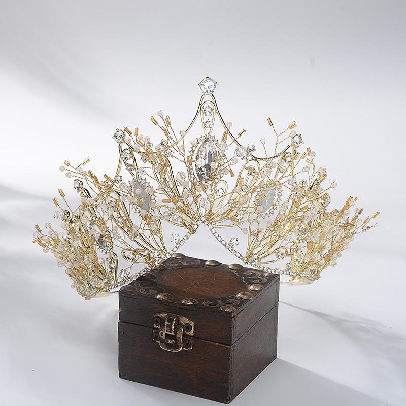 Baroque European Retro Rhinestone Crown Hand-beaded Bridal Tiara Wedding Photography Exquisite Headband