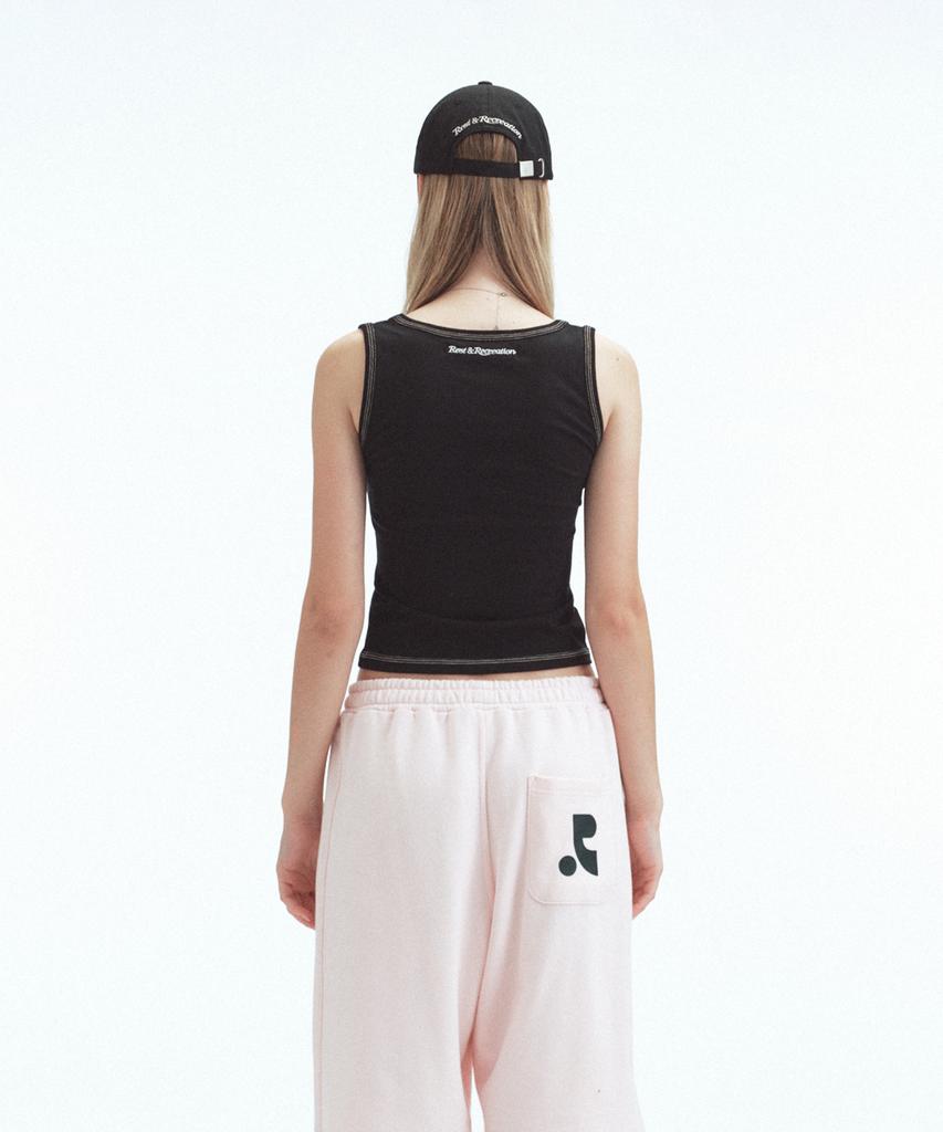 REST&RECREATION Raw-Edge Logo Cap - Black