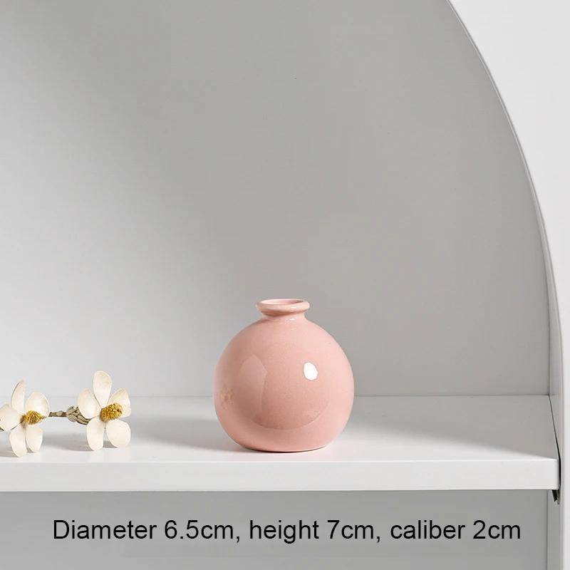 7cm Small Ceramic Base Ins Simple Japanese Home Living Room Porch Decoration Vase White Pink Purple Blue Dry Flower Hydroponics