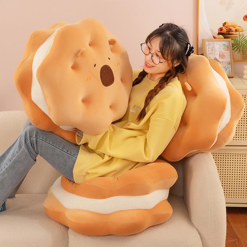 Cute Kapibala Sandwich Cookies Plush Pillow Cushion Sleeping Pillow Slow Rebound Doll Birthday Trend
