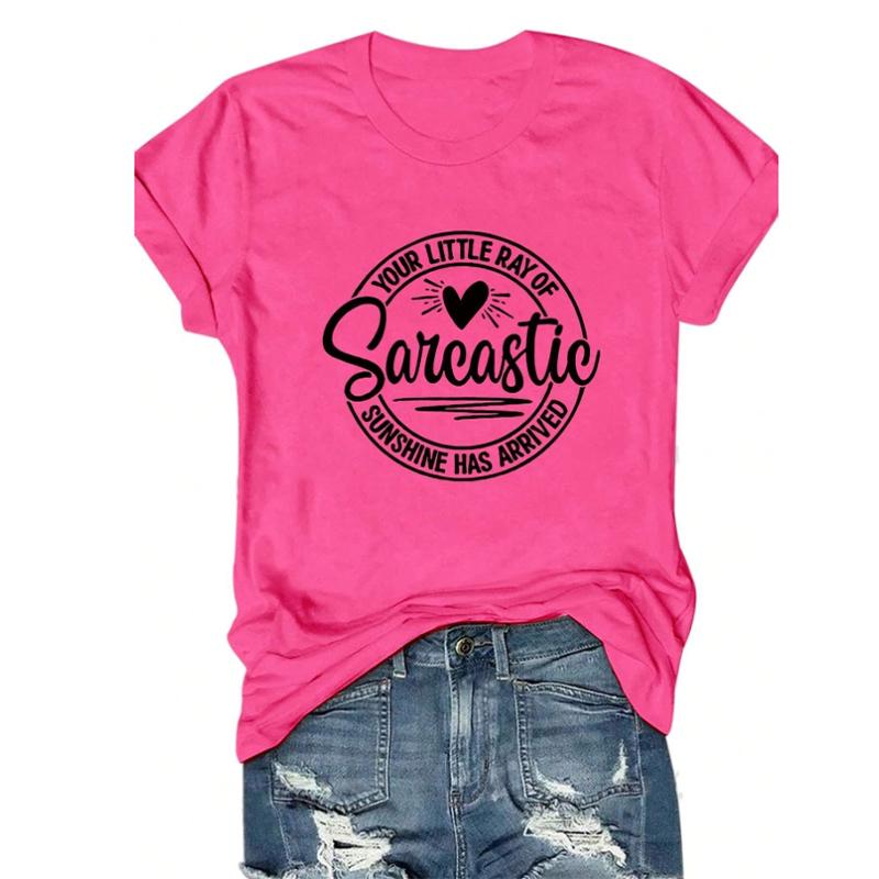 

Модная женская креативная футболка с круглым буквенным принтом, забавная повседневная футболка с круглым вырезом и короткими рукавами, летняя женская футболка 8XL розовый