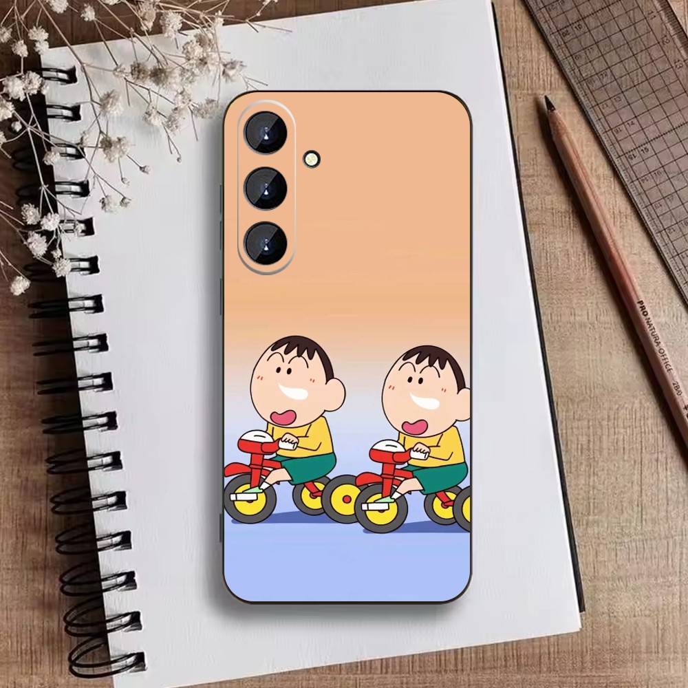 

Мультяшный чехол для телефона X-Crayon Shin-chan для Samsung Galaxy A73, A21s, A22, A31, A52, A53, A71, A41, Мягкий черный корпус Samsung a30 a20