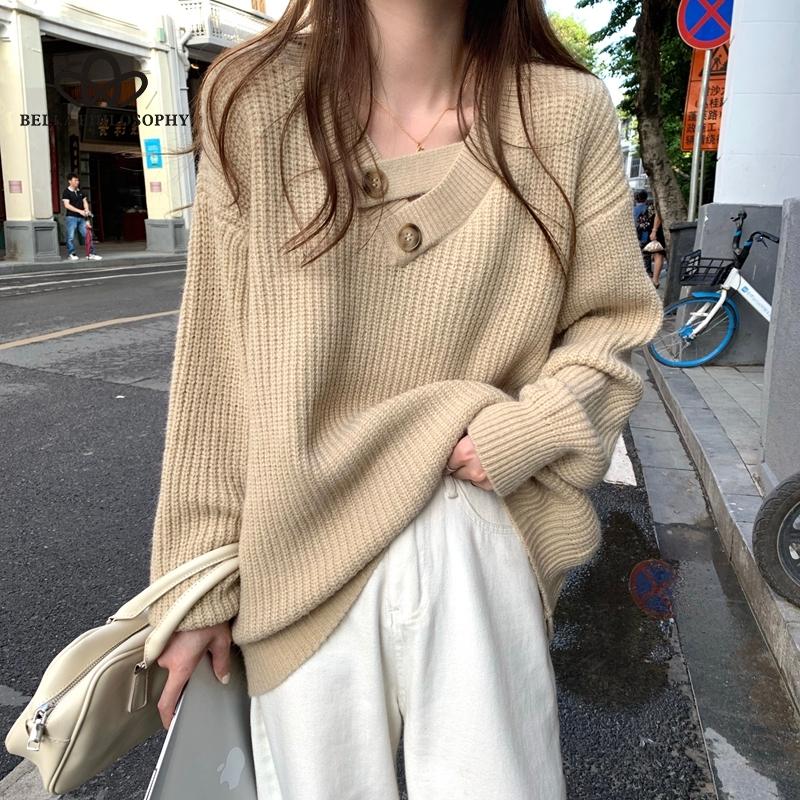 

Новый осенне-зимний модный свободный вязаный повседневный утолщенный свитер для женской верхней одежды, женская одежда с длинными рукавами onesize хаки